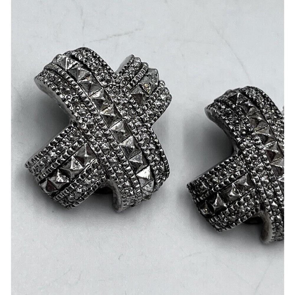 Vintage Puffy Solid Sterling Silver Marcasite Let… - image 3